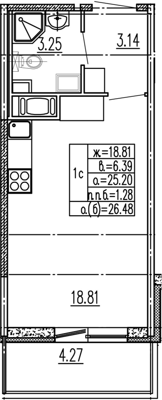 Студия 29 м<sup>2</sup> на 15 этаже Студия 29 м<sup>2</sup> на 15 этаже