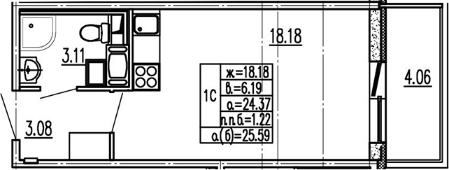 Студия 28 м<sup>2</sup> на 3 этаже Студия 28 м<sup>2</sup> на 3 этаже