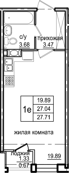 Студия 28 м<sup>2</sup> на 3 этаже Студия 28 м<sup>2</sup> на 3 этаже