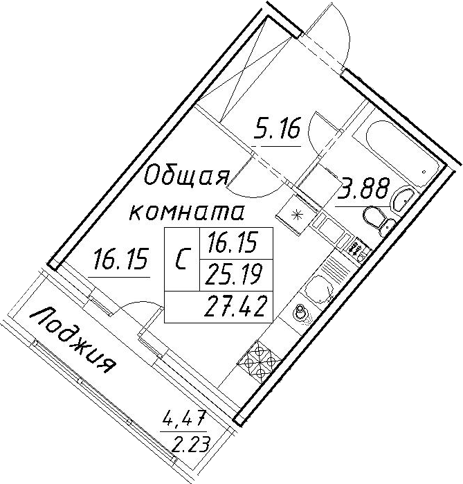 Студия 29 м<sup>2</sup> на 4 этаже Студия 29 м<sup>2</sup> на 4 этаже