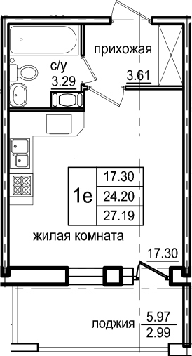 Студия 30 м<sup>2</sup> на 4 этаже Студия 30 м<sup>2</sup> на 4 этаже