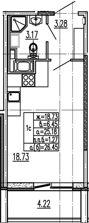 Студия 29 м<sup>2</sup> на 14 этаже Студия 29 м<sup>2</sup> на 14 этаже