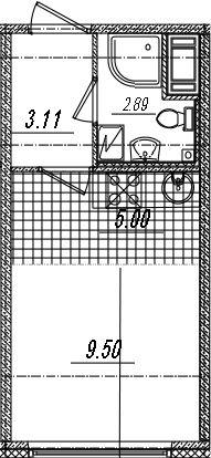Студия 20 м<sup>2</sup> на 4 этаже Студия 20 м<sup>2</sup> на 4 этаже