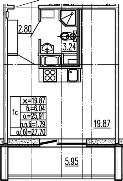 Студия 31 м<sup>2</sup> на 3 этаже Студия 31 м<sup>2</sup> на 3 этаже
