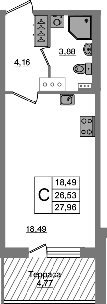 Студия 31 м<sup>2</sup> на 5 этаже Студия 31 м<sup>2</sup> на 5 этаже