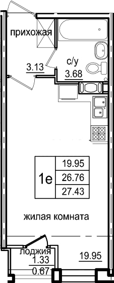 Студия 28 м<sup>2</sup> на 4 этаже Студия 28 м<sup>2</sup> на 4 этаже