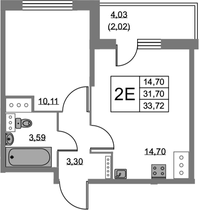 2-комнатная 35 м<sup>2</sup> на 12 этаже 2-комнатная 35 м<sup>2</sup> на 12 этаже