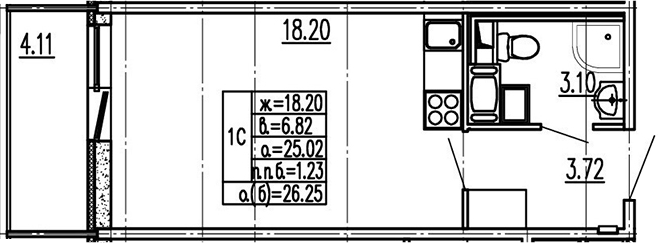Студия 29 м<sup>2</sup> на 3 этаже Студия 29 м<sup>2</sup> на 3 этаже