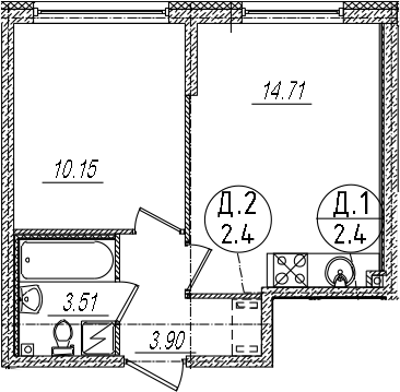 2-комнатная 32 м<sup>2</sup> на 2 этаже 2-комнатная 32 м<sup>2</sup> на 2 этаже