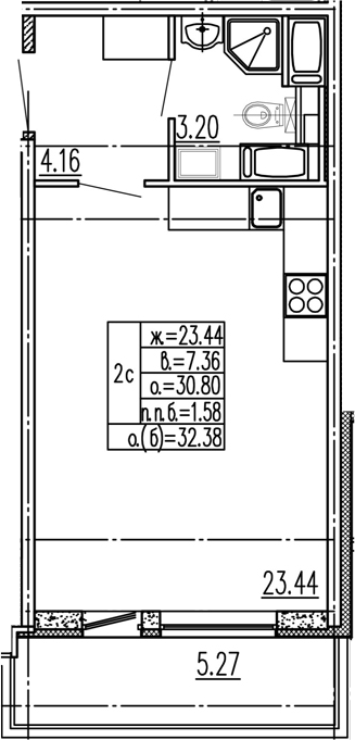 Студия 36 м<sup>2</sup> на 2 этаже Студия 36 м<sup>2</sup> на 2 этаже