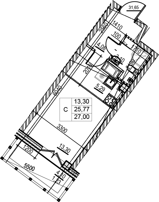 Студия 29 м<sup>2</sup> на 5 этаже Студия 29 м<sup>2</sup> на 5 этаже