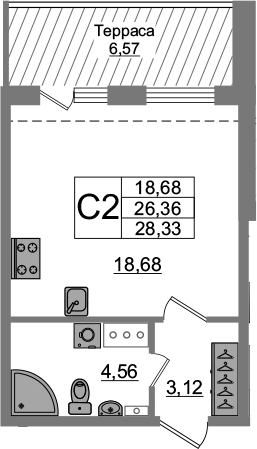 Студия 32 м<sup>2</sup> на 5 этаже Студия 32 м<sup>2</sup> на 5 этаже