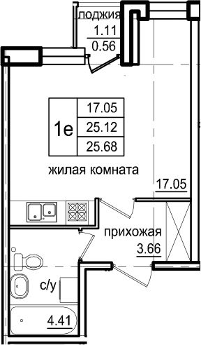 Студия 26 м<sup>2</sup> на 1 этаже Студия 26 м<sup>2</sup> на 1 этаже