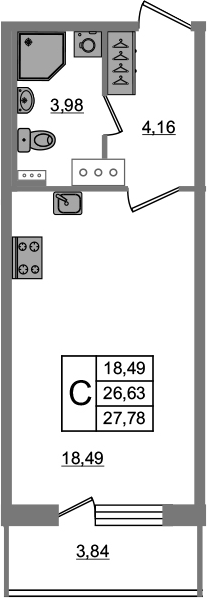 Студия 30 м<sup>2</sup> на 2 этаже Студия 30 м<sup>2</sup> на 2 этаже