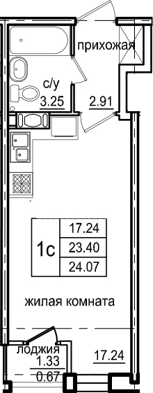 Студия 24 м<sup>2</sup> на 2 этаже Студия 24 м<sup>2</sup> на 2 этаже