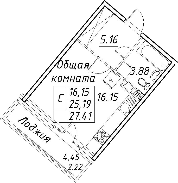 Студия 29 м<sup>2</sup> на 4 этаже Студия 29 м<sup>2</sup> на 4 этаже