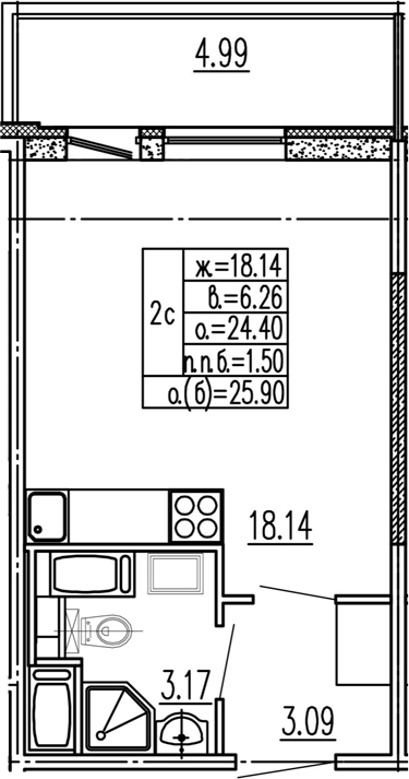 Студия 29 м<sup>2</sup> на 15 этаже Студия 29 м<sup>2</sup> на 15 этаже