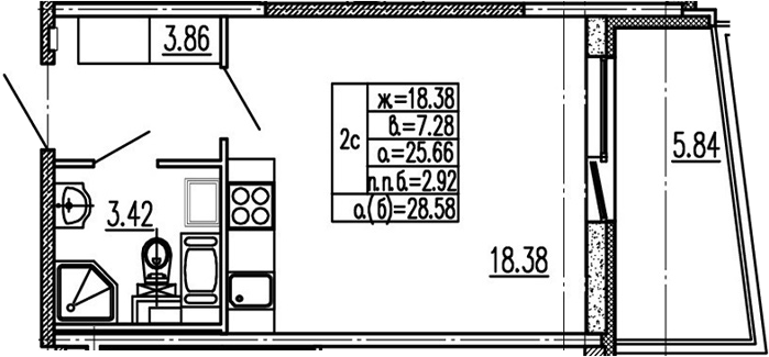 Студия 31 м<sup>2</sup> на 14 этаже Студия 31 м<sup>2</sup> на 14 этаже