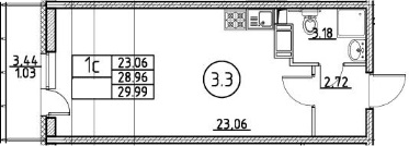 Студия 32 м<sup>2</sup> на 4 этаже Студия 32 м<sup>2</sup> на 4 этаже