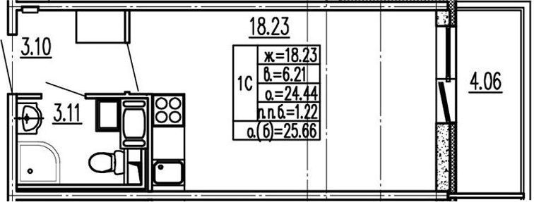 Студия 28 м<sup>2</sup> на 14 этаже Студия 28 м<sup>2</sup> на 14 этаже