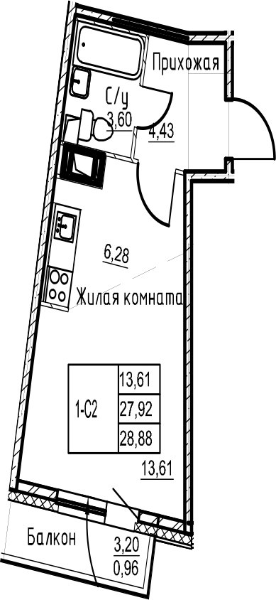Студия 31 м<sup>2</sup> на 18 этаже Студия 31 м<sup>2</sup> на 18 этаже