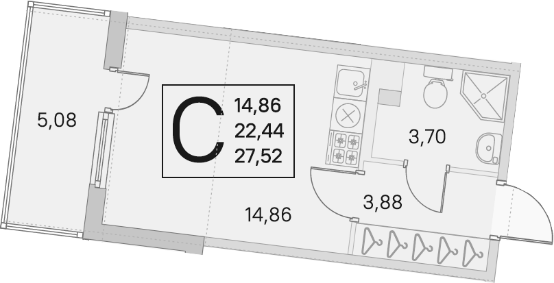 Студия 27 м<sup>2</sup> на 3 этаже Студия 27 м<sup>2</sup> на 3 этаже