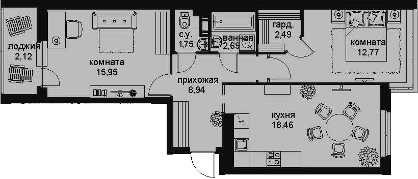 3-комнатная 67 м<sup>2</sup> на 3 этаже 3-комнатная 67 м<sup>2</sup> на 3 этаже