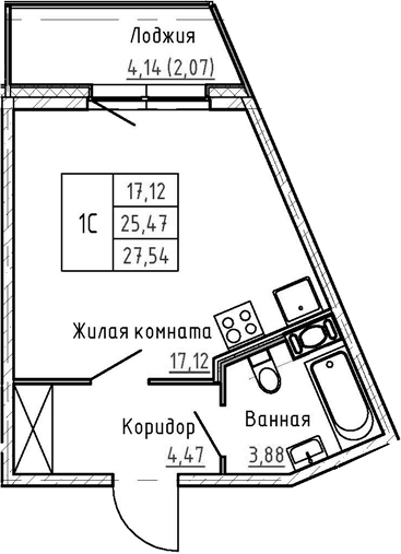 Студия 29 м<sup>2</sup> на 3 этаже Студия 29 м<sup>2</sup> на 3 этаже