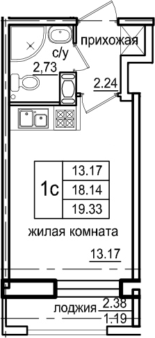 Студия 20 м<sup>2</sup> на 8 этаже Студия 20 м<sup>2</sup> на 8 этаже