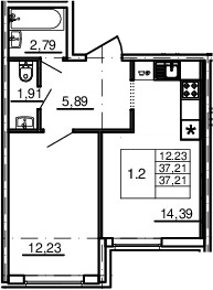1-комнатная 37 м<sup>2</sup> на 1 этаже 1-комнатная 37 м<sup>2</sup> на 1 этаже