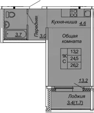 Студия 27 м<sup>2</sup> на 2 этаже Студия 27 м<sup>2</sup> на 2 этаже