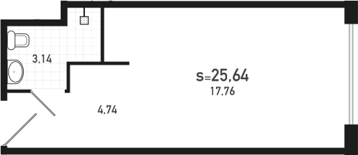 Студия 25 м<sup>2</sup> на 10 этаже Студия 25 м<sup>2</sup> на 10 этаже
