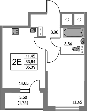 2-комнатная 37 м<sup>2</sup> на 1 этаже 2-комнатная 37 м<sup>2</sup> на 1 этаже