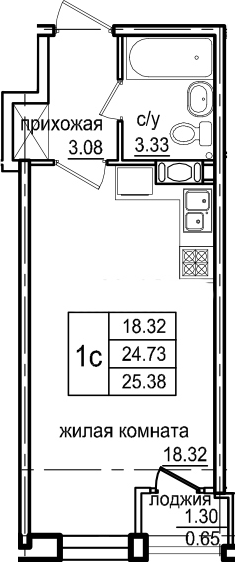 Студия 26 м<sup>2</sup> на 3 этаже Студия 26 м<sup>2</sup> на 3 этаже