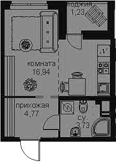 Студия 27 м<sup>2</sup> на 4 этаже Студия 27 м<sup>2</sup> на 4 этаже