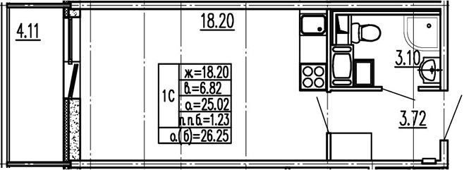 Студия 29 м<sup>2</sup> на 2 этаже Студия 29 м<sup>2</sup> на 2 этаже