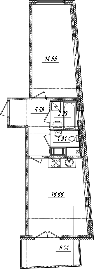 2-комнатная 47 м<sup>2</sup> на 6 этаже 2-комнатная 47 м<sup>2</sup> на 6 этаже