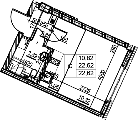 Студия 22 м<sup>2</sup> на 2 этаже Студия 22 м<sup>2</sup> на 2 этаже