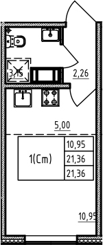 Студия 21 м<sup>2</sup> на 3 этаже Студия 21 м<sup>2</sup> на 3 этаже