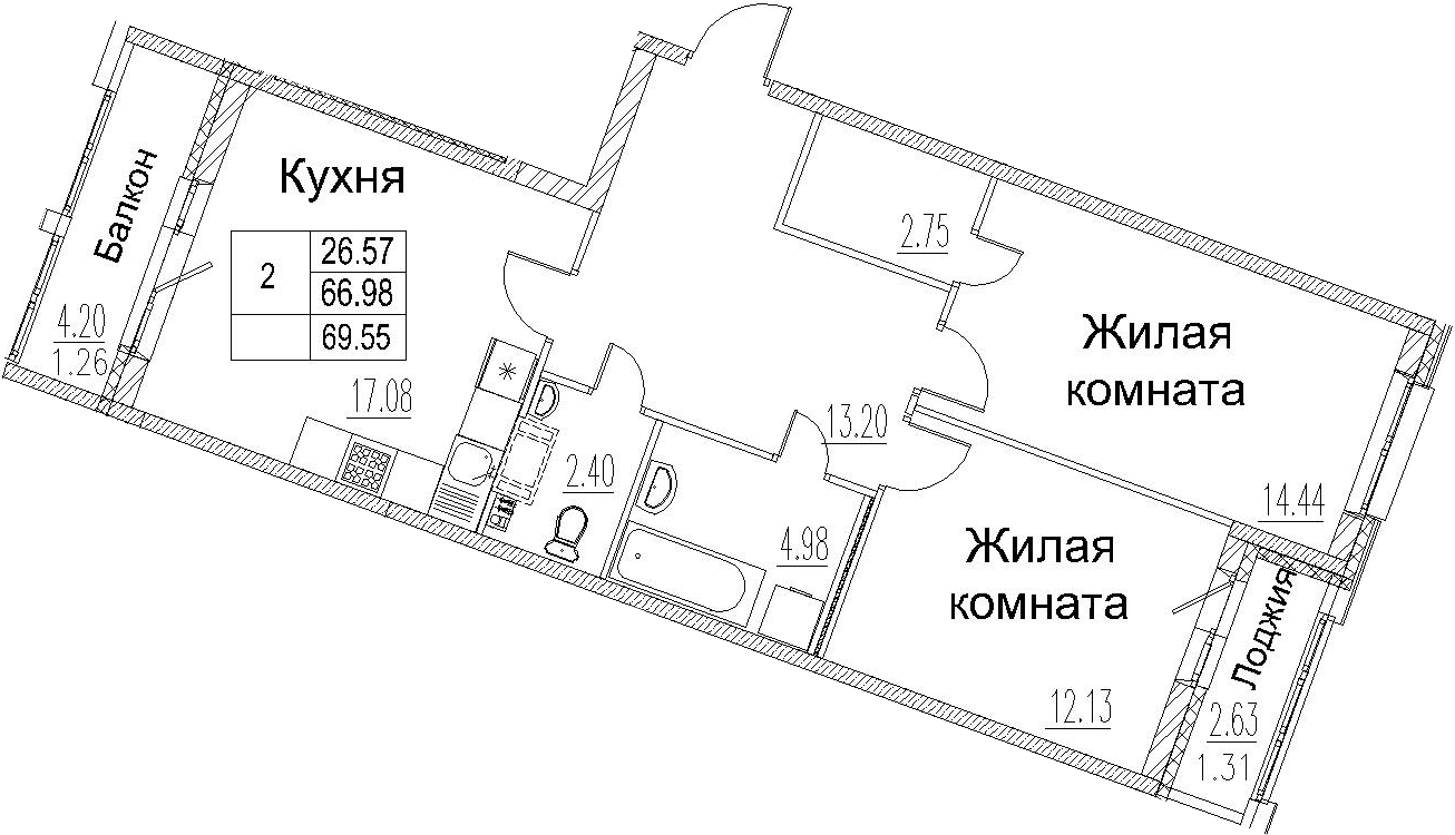 3-комнатная 73 м<sup>2</sup> на 3 этаже 3-комнатная 73 м<sup>2</sup> на 3 этаже