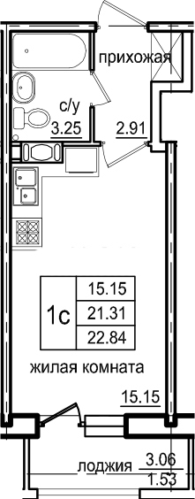Студия 24 м<sup>2</sup> на 6 этаже Студия 24 м<sup>2</sup> на 6 этаже