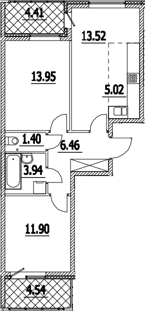 3-комнатная 65 м<sup>2</sup> на 2 этаже 3-комнатная 65 м<sup>2</sup> на 2 этаже