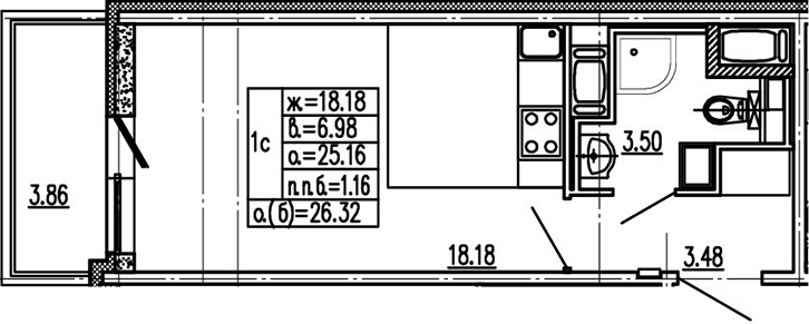 Студия 29 м<sup>2</sup> на 14 этаже Студия 29 м<sup>2</sup> на 14 этаже