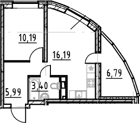 2-комнатная 42 м<sup>2</sup> на 2 этаже 2-комнатная 42 м<sup>2</sup> на 2 этаже