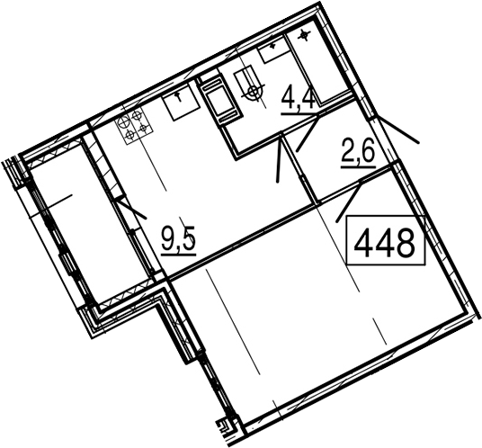 1-комнатная 37 м<sup>2</sup> на 11 этаже 1-комнатная 37 м<sup>2</sup> на 11 этаже