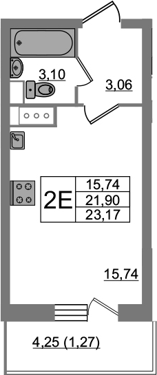 Студия 26 м<sup>2</sup> на 10 этаже Студия 26 м<sup>2</sup> на 10 этаже