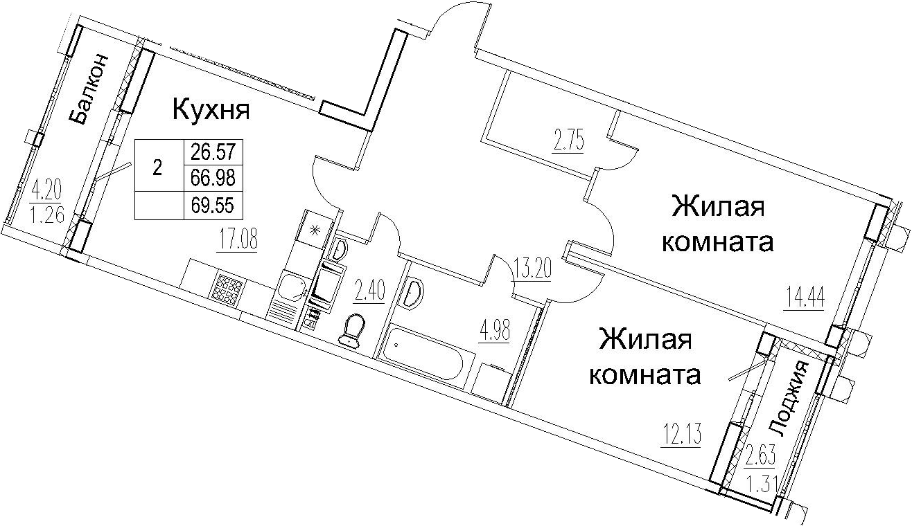 3-комнатная 73 м<sup>2</sup> на 11 этаже 3-комнатная 73 м<sup>2</sup> на 11 этаже