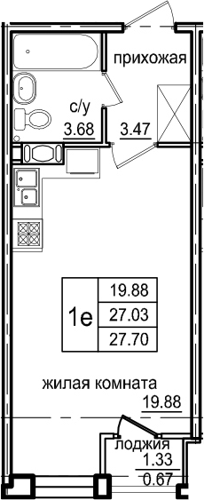 Студия 28 м<sup>2</sup> на 4 этаже Студия 28 м<sup>2</sup> на 4 этаже