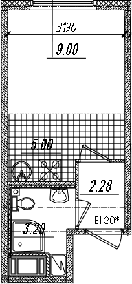 Студия 19 м<sup>2</sup> на 12 этаже Студия 19 м<sup>2</sup> на 12 этаже