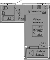 Студия 27 м<sup>2</sup> на 3 этаже Студия 27 м<sup>2</sup> на 3 этаже